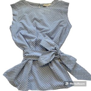 LOFT Tie Wrap Waist Sleeveless Blouse, Size M, Cotton